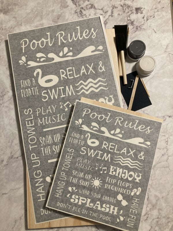 Pool Rules Large Wood Sign DIY Kit