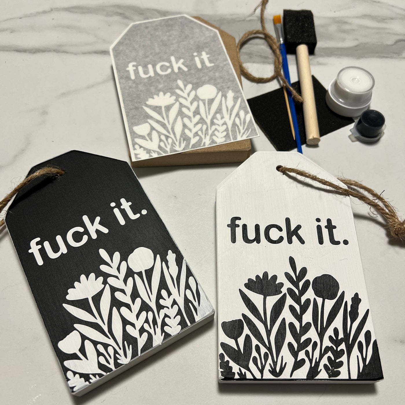 Wood Tag DIY Kit Sassy, Snarky and Slightly Offensive