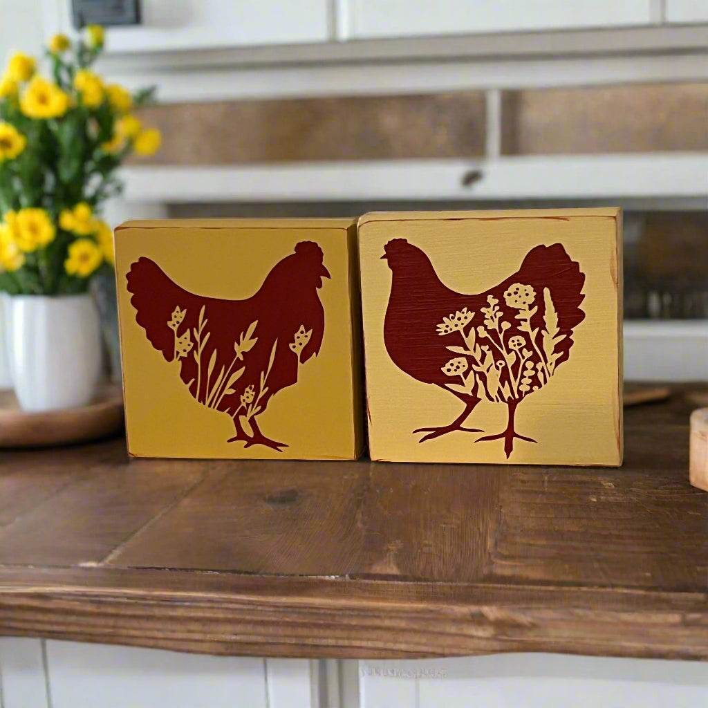 Mini Square Floral Chicken Duo