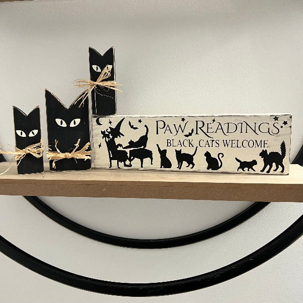 Wood Sign DIY Kit - Paw Readings Black Cats Welcome