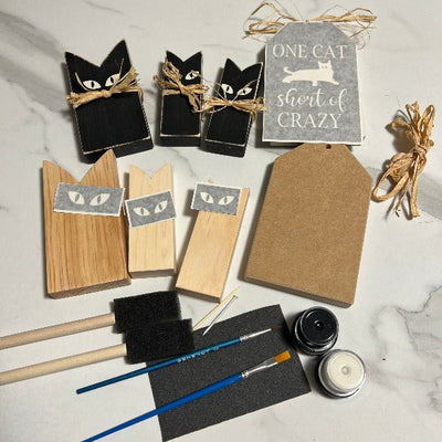 Cat Family with Wood Tag DIY Kit