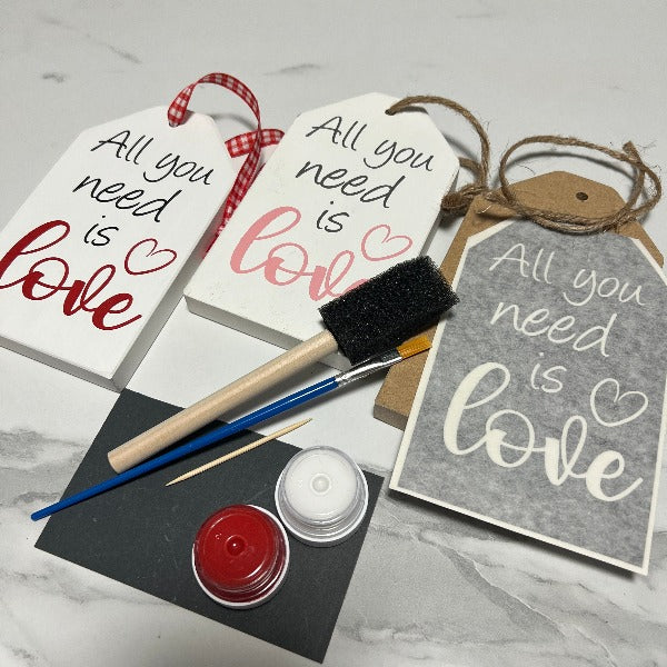 Wood Tag DIY Kit Valentines - Love Themed