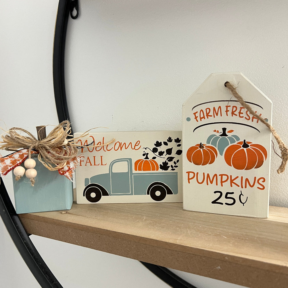 Fall Mini Sign & Pumpkin Kit – 3 Pc Bundle