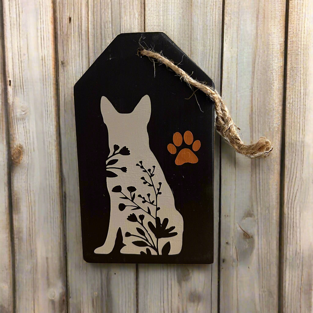 Wood Tag DIY Kit Floral Dog