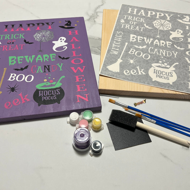 Happy Halloween Wood Sign DIY Kit 9" x 12"