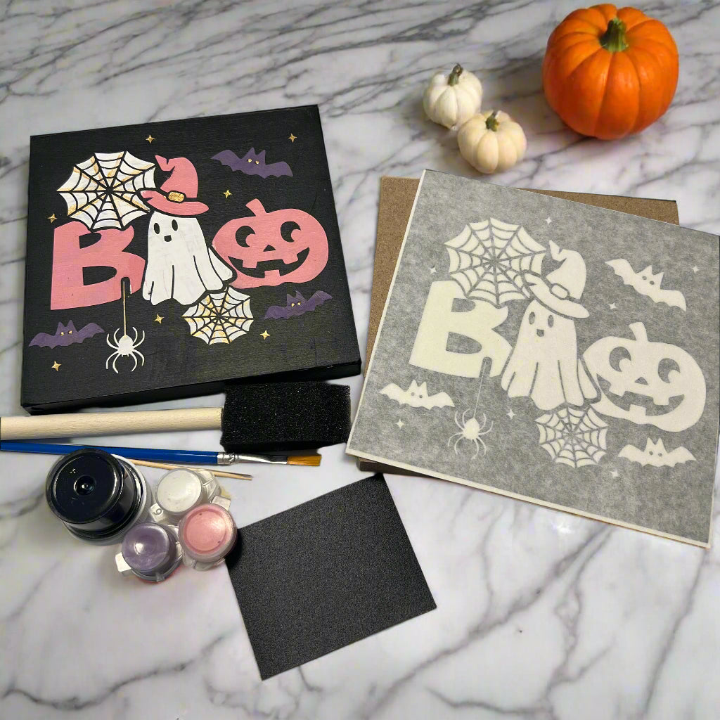 Wood Sign Square DIY Kit - Say BOO! 👻✨