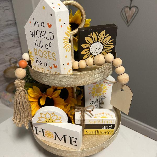 Sunflower Every Day Themed Tiered Tray DIY Kit