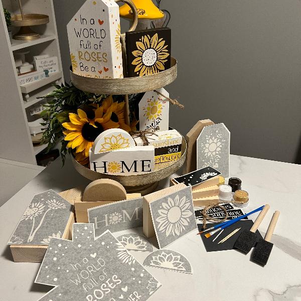 Sunflower Every Day Themed Tiered Tray DIY Kit