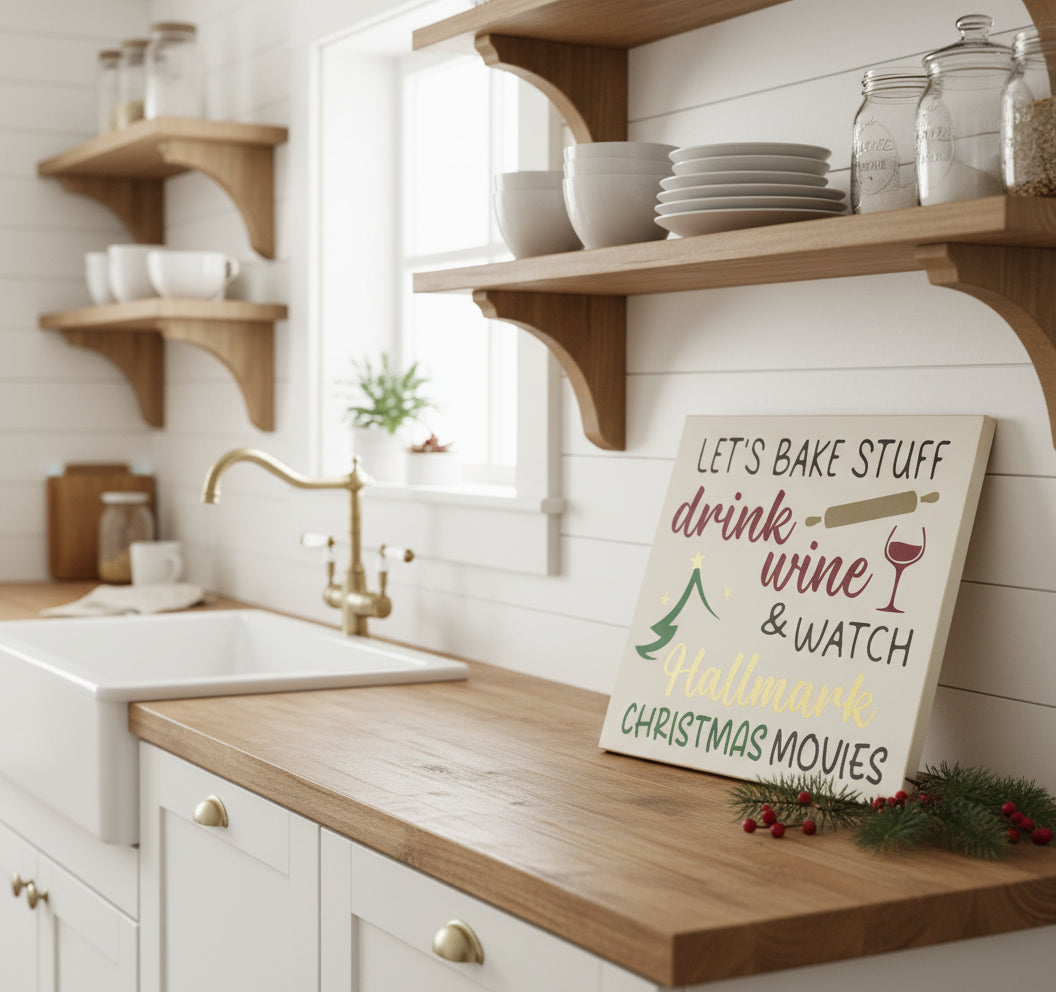 Wood Sign Square DIY Kit - Lets Bake and Drink Wine