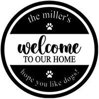 Wood Round Sign DIY Kit - Welcome To our Home Dogs or Floral Paw Print