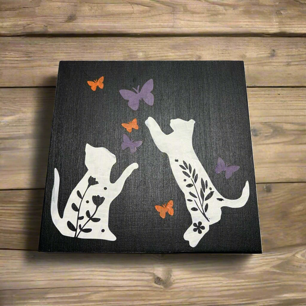 Wood Sign Square DIY Kit - Floral Cats