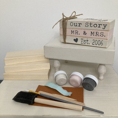 Wedding Themed Wood Book Stack DIY Kit