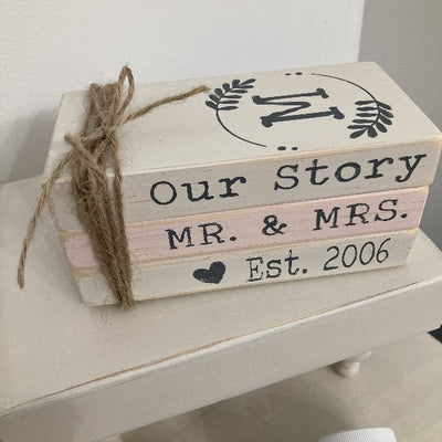 Wedding Themed Wood Book Stack DIY Kit