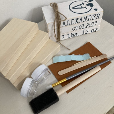 Birth Themed Wood Book Stack DIY Kit