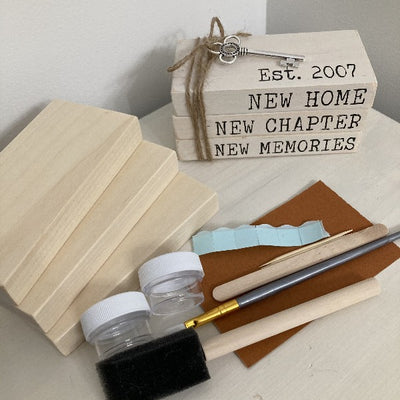 New Home Themed Wood Book Stack DIY Kit