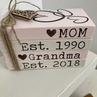 Mom | Grandma Themed Wood Book Stack DIY Kit