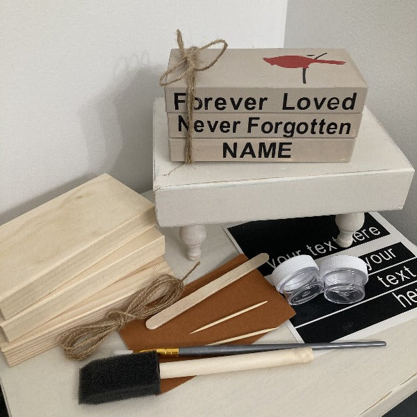 In Memory Themed Wood Book Stack DIY Kit