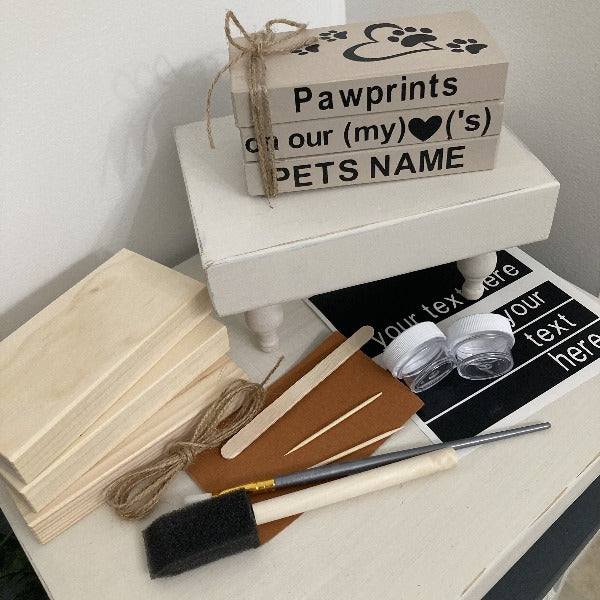In Memory Themed Wood Book Stack DIY Kit