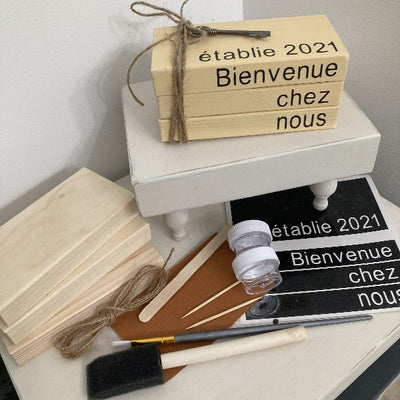 Bienvenue Maison French Themed Wood Book Stack DIY Kit