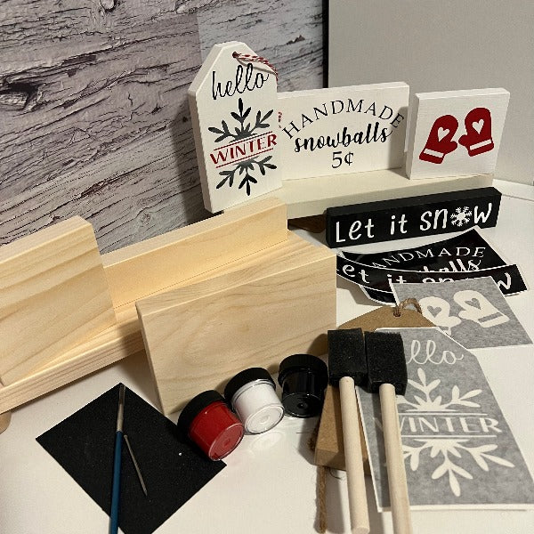 Narrow Farmhouse Riser Tray and Décor Starter DIY Kit - Winter Theme ...