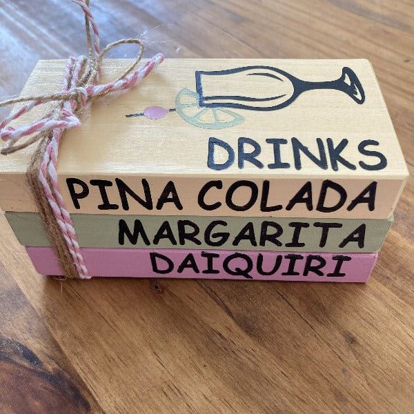 Cocktail Themed Wood Book Stack DIY Kit