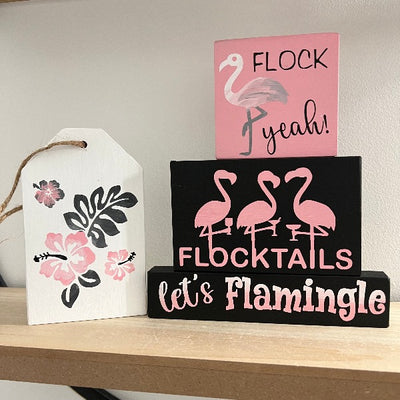 Flamingo Themed Tiered Tray Mini Sign DIY Kit