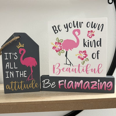 Wood Sign Square DIY Kit - Flamingos