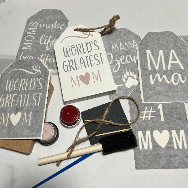 Wood Tag DIY Kit Celebrate Mom Themed